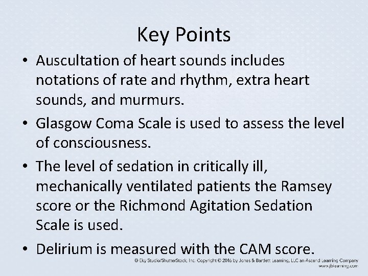Key Points • Auscultation of heart sounds includes notations of rate and rhythm, extra Key Points • Auscultation of heart sounds includes notations of rate and rhythm, extra