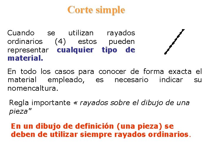 Corte simple Cuando se utilizan rayados ordinarios (4) estos pueden representar cualquier tipo de