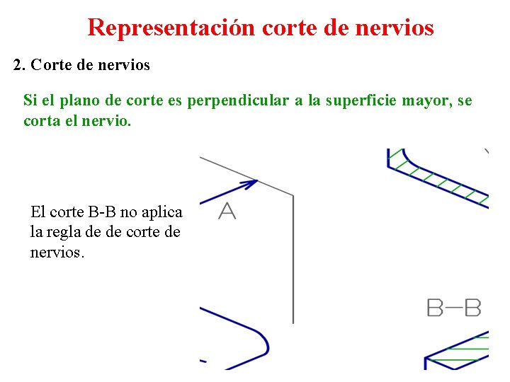 Representación corte de nervios 2. Corte de nervios Si el plano de corte es