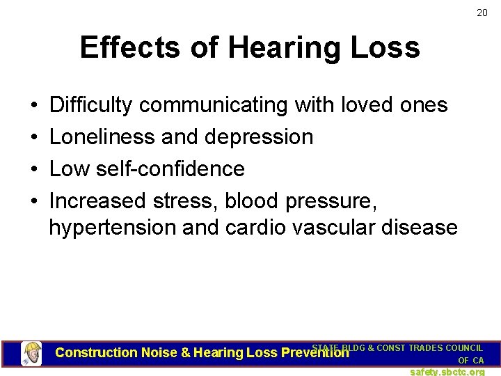 20 Effects of Hearing Loss • • Difficulty communicating with loved ones Loneliness and