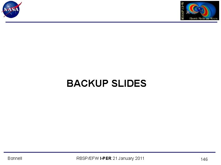 BACKUP SLIDES Bonnell RBSP/EFW I-PER 21 January 2011 146 