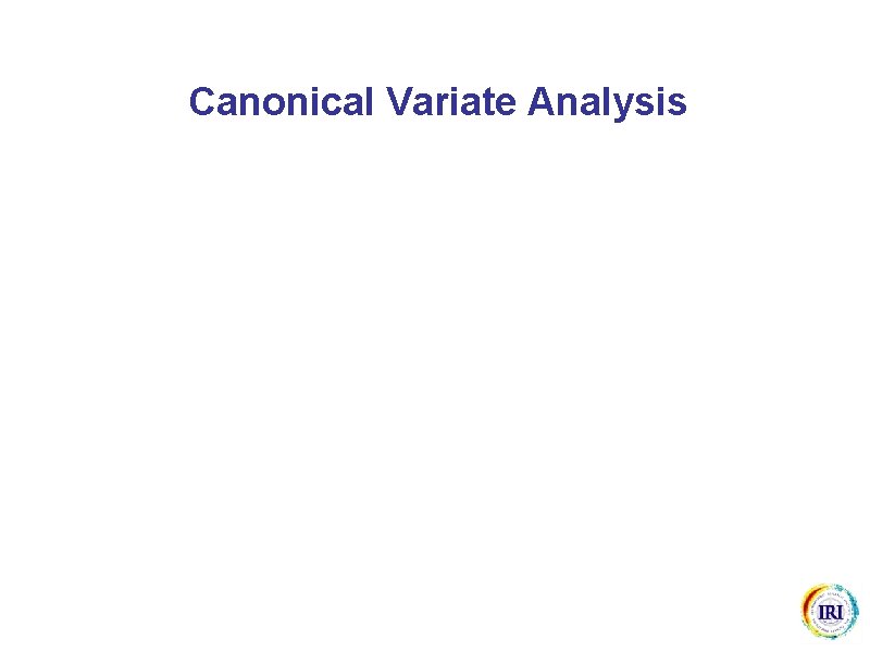 Canonical Variate Analysis 