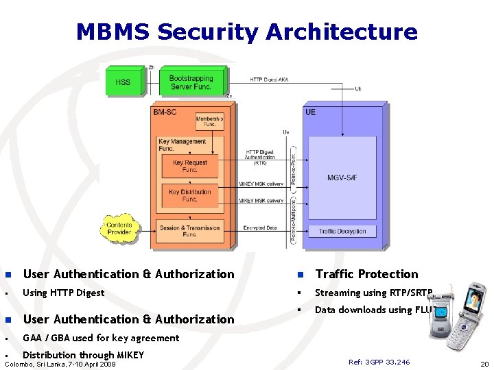 MBMS Security Architecture n User Authentication & Authorization n Traffic Protection § Using HTTP