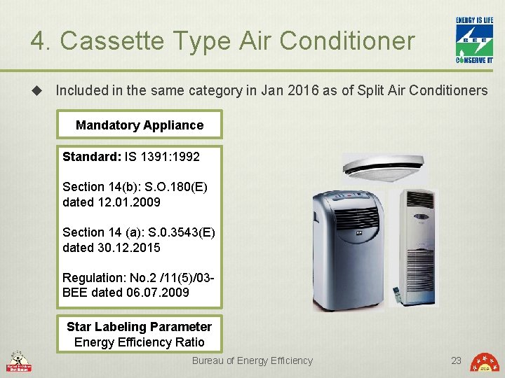 4. Cassette Type Air Conditioner u Included in the same category in Jan 2016