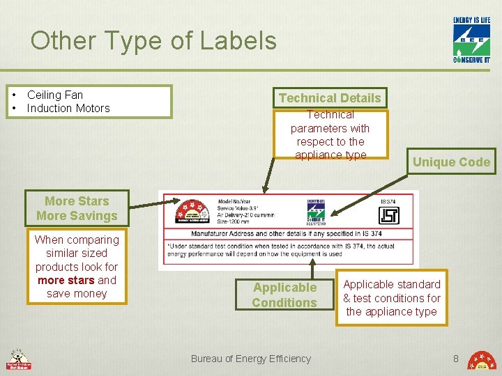 Other Type of Labels • • Ceiling Fan Induction Motors Technical Details Technical parameters