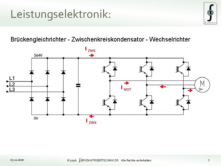 Leistungselektronik: Brückengleichrichter - Zwischenkreiskondensator - Wechselrichter I ZWK I MOT I ZWK 03. 11.