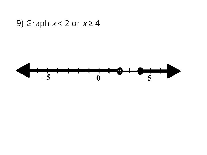9) Graph x < 2 or x ≥ 4 -5 0 5 
