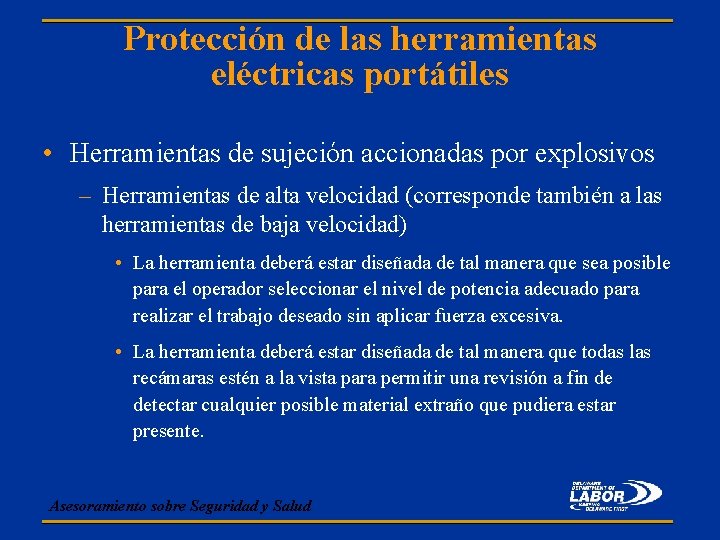 Protección de las herramientas eléctricas portátiles • Herramientas de sujeción accionadas por explosivos –