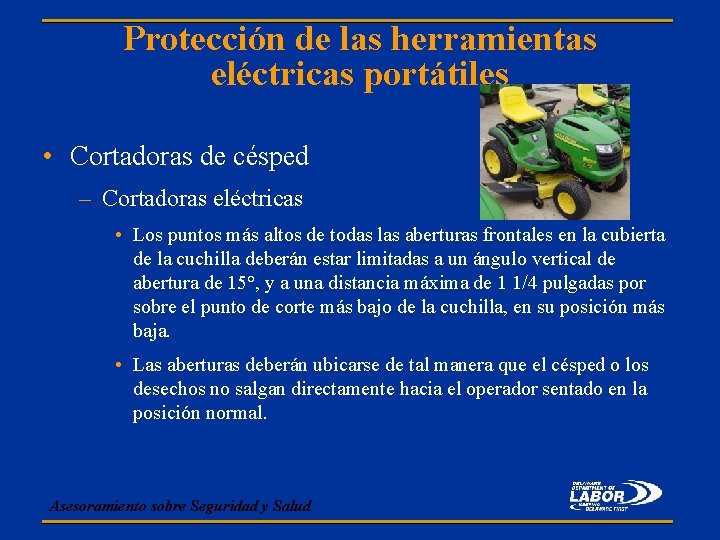 Protección de las herramientas eléctricas portátiles • Cortadoras de césped – Cortadoras eléctricas •