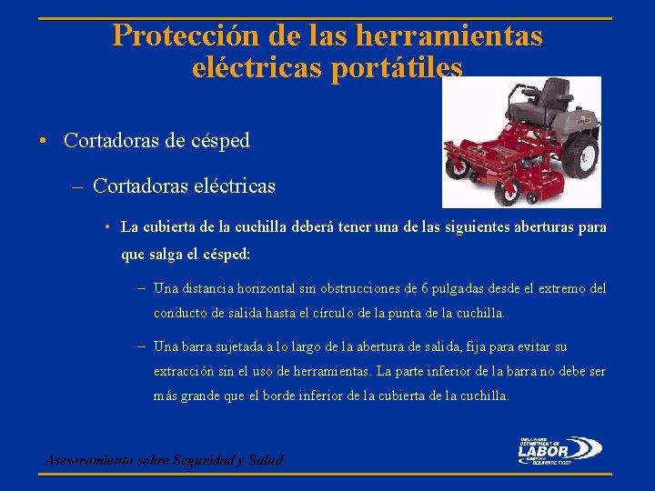 Protección de las herramientas eléctricas portátiles • Cortadoras de césped – Cortadoras eléctricas •