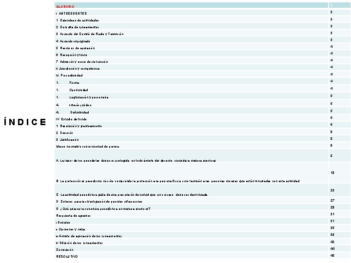 Í N D I C E GLOSARIO 2 I. ANTECEDENTES. 3 1. Calendario de