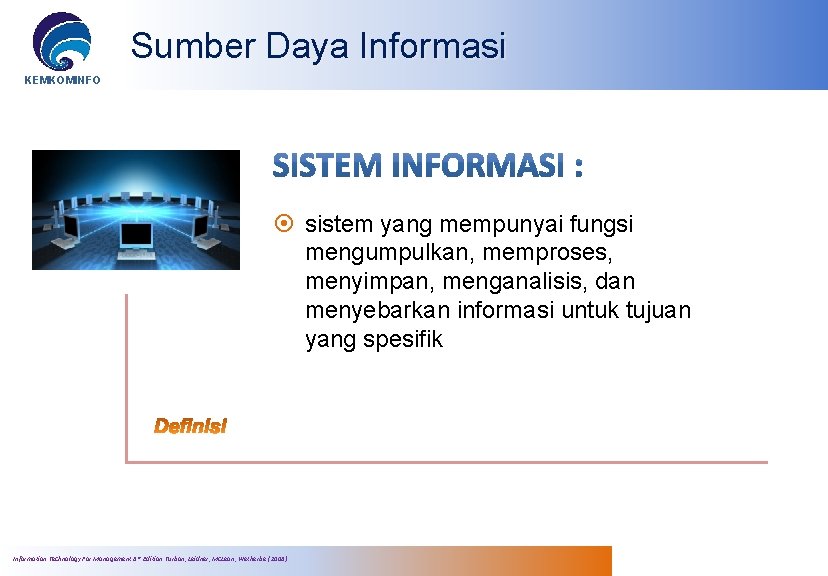 Sumber Daya Informasi KEMKOMINFO sistem yang mempunyai fungsi mengumpulkan, memproses, menyimpan, menganalisis, dan menyebarkan