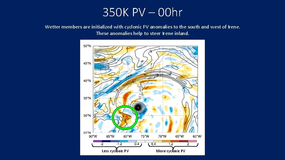 350 K PV – 00 hr Wetter members are initialized with cyclonic PV anomalies