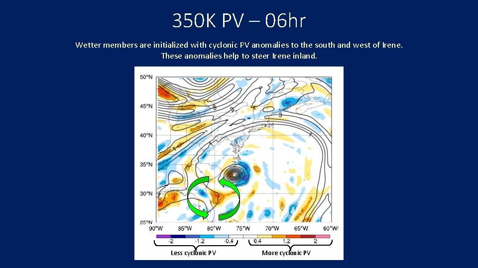 350 K PV – 06 hr Wetter members are initialized with cyclonic PV anomalies