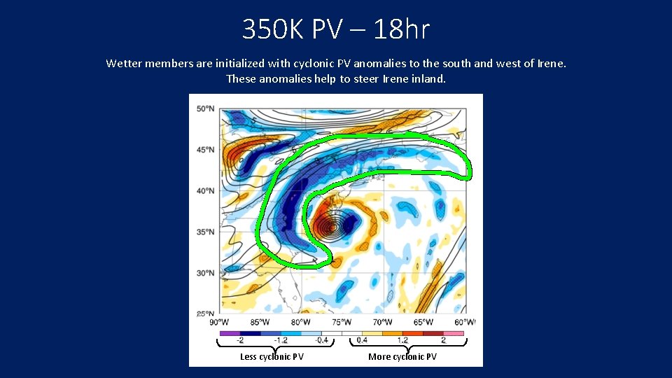 350 K PV – 18 hr Wetter members are initialized with cyclonic PV anomalies