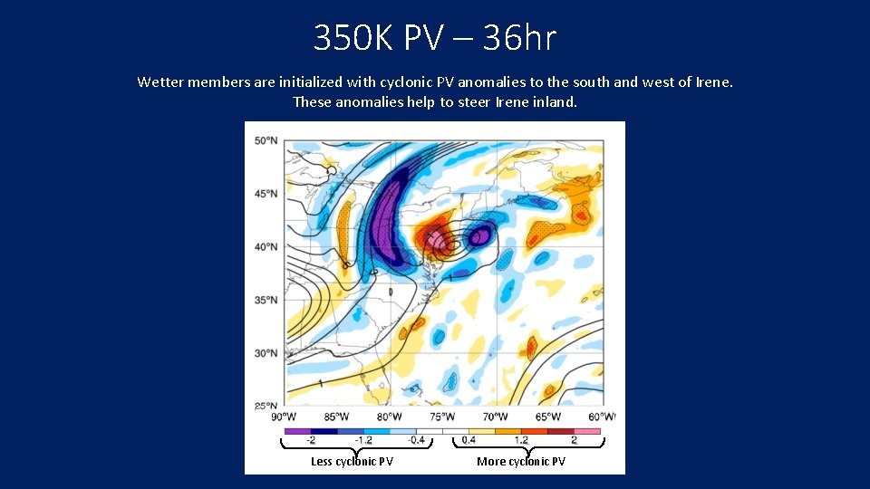 350 K PV – 36 hr Wetter members are initialized with cyclonic PV anomalies