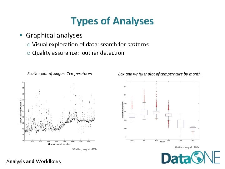 Types of Analyses • Graphical analyses o Visual exploration of data: search for patterns
