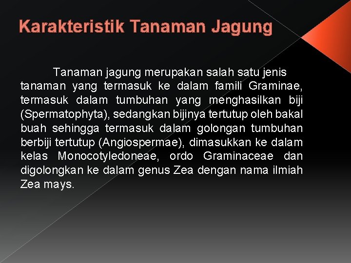 Karakteristik Tanaman Jagung Tanaman jagung merupakan salah satu jenis tanaman yang termasuk ke dalam