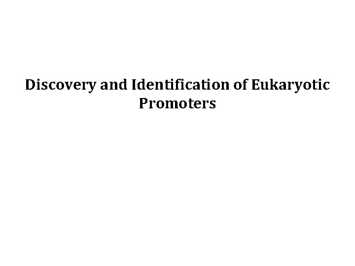 Discovery and Identification of Eukaryotic Promoters 