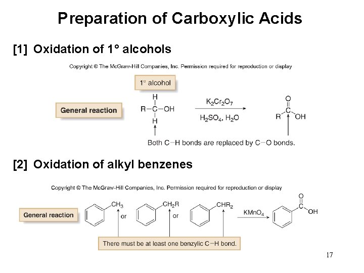 Preparation of Carboxylic Acids [1] Oxidation of 1° alcohols [2] Oxidation of alkyl benzenes
