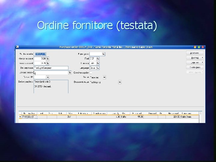 Ordine fornitore (testata) 