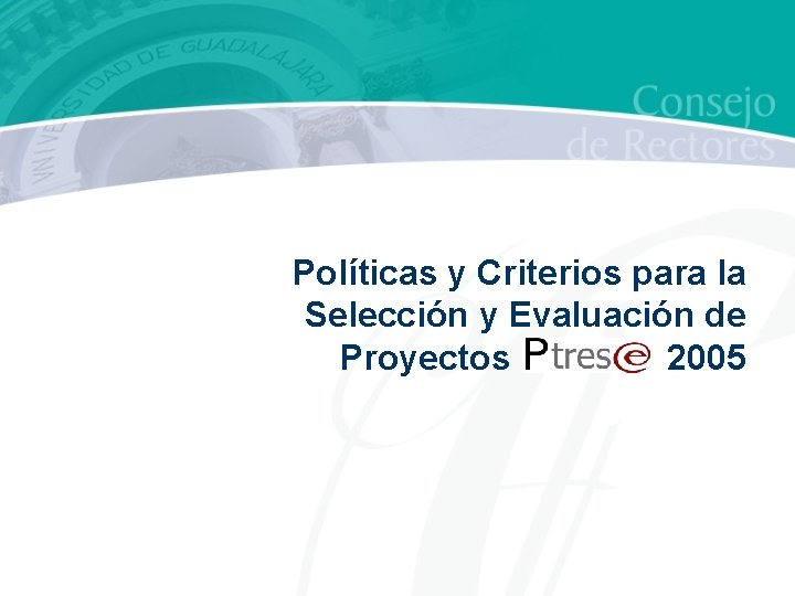 Políticas y Criterios para la Selección y Evaluación de Proyectos 2005 
