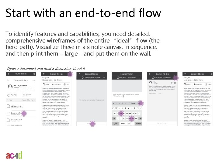 Start with an end-to-end flow To identify features and capabilities, you need detailed, comprehensive