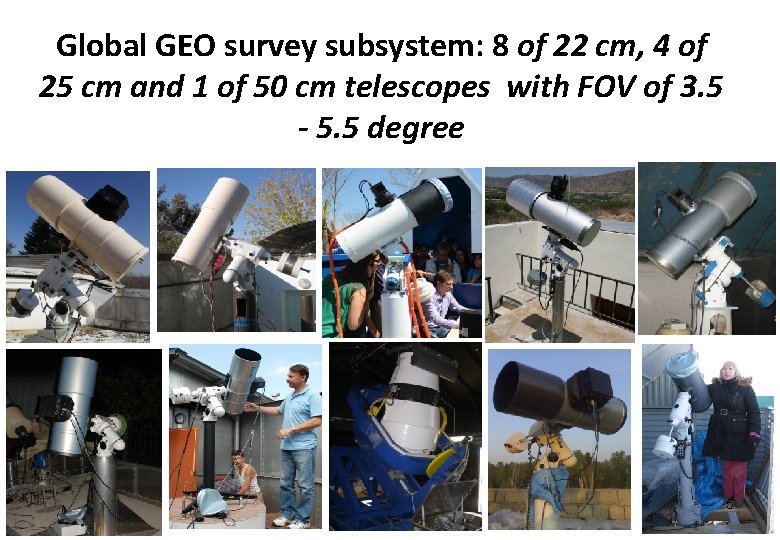 Global GEO survey subsystem: 8 of 22 cm, 4 of 25 cm and 1