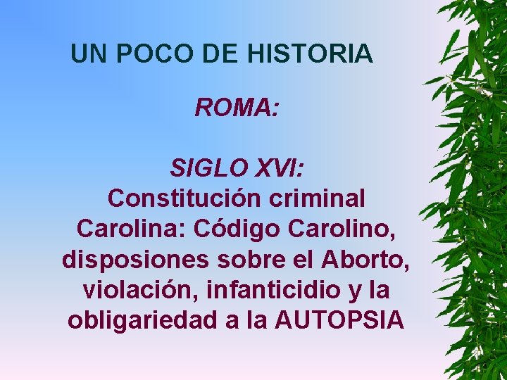 UN POCO DE HISTORIA ROMA: SIGLO XVI: Constitución criminal Carolina: Código Carolino, disposiones sobre