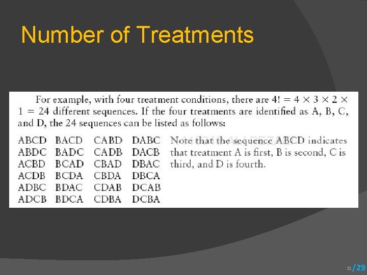 Number of Treatments 21 /29 