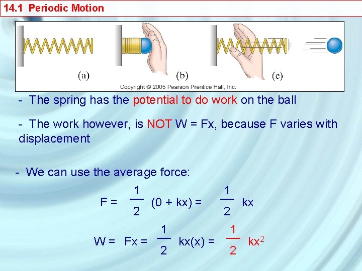 14. 1 Periodic Motion - The spring has the potential to do work on