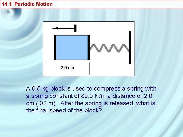 14. 1 Periodic Motion 2. 0 cm A 0. 5 kg block is used