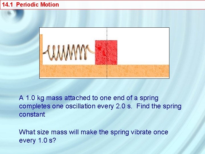 14. 1 Periodic Motion A 1. 0 kg mass attached to one end of