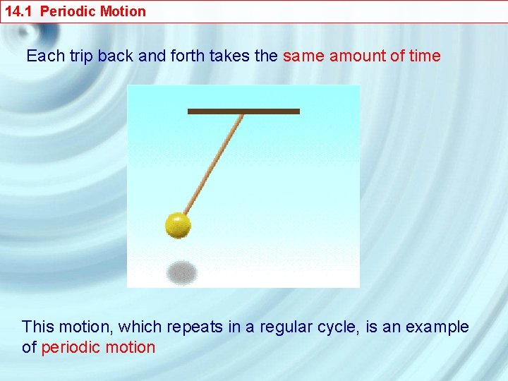 14. 1 Periodic Motion Each trip back and forth takes the same amount of