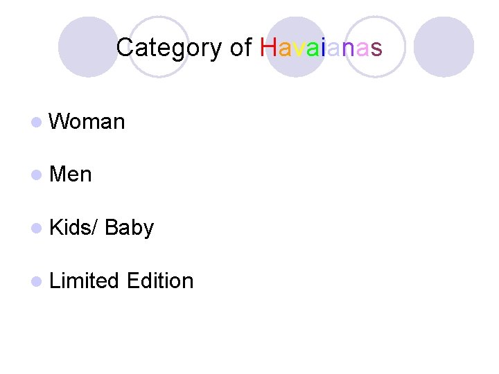 Category of Havaianas l Woman l Men l Kids/ Baby l Limited Edition 