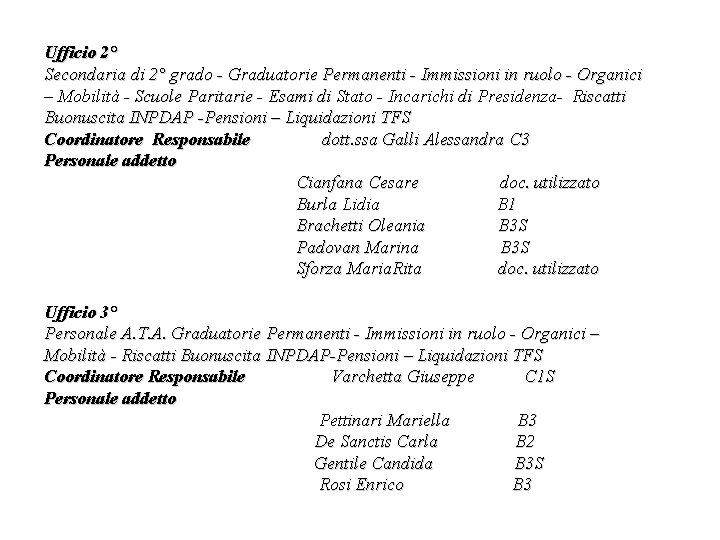 Ufficio 2° Secondaria di 2° grado - Graduatorie Permanenti - Immissioni in ruolo -