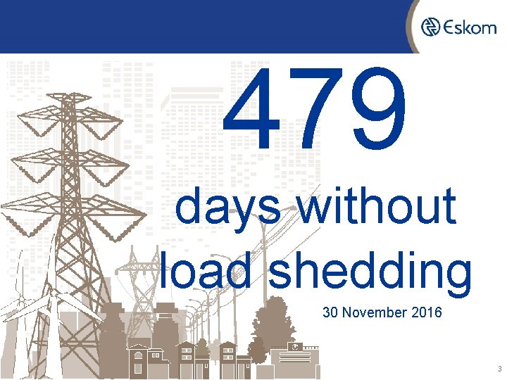 479 days without load shedding 30 November 2016 3 