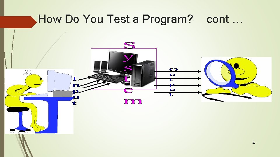 How Do You Test a Program? cont … 4 