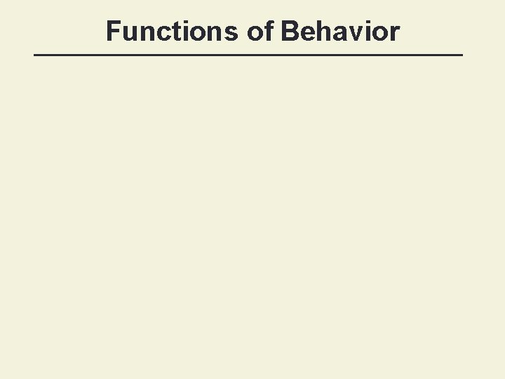 Functions of Behavior 