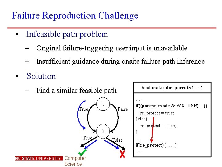 Failure Reproduction Challenge ▪ Infeasible path problem – Original failure-triggering user input is unavailable