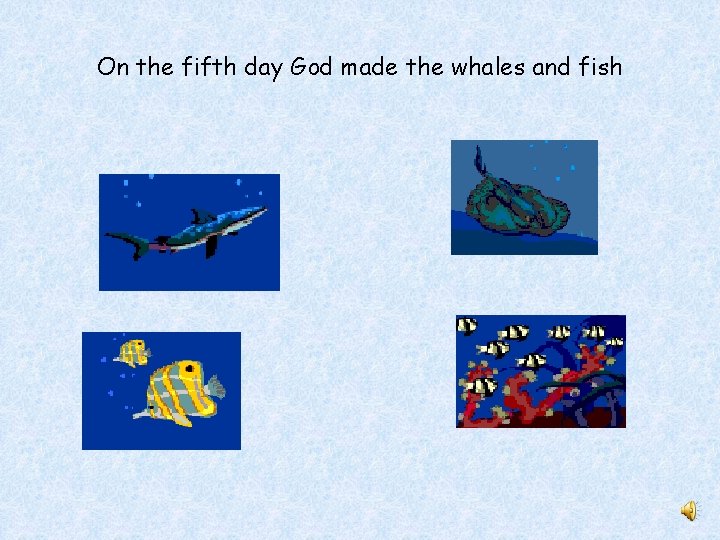 On the fifth day God made the whales and fish 