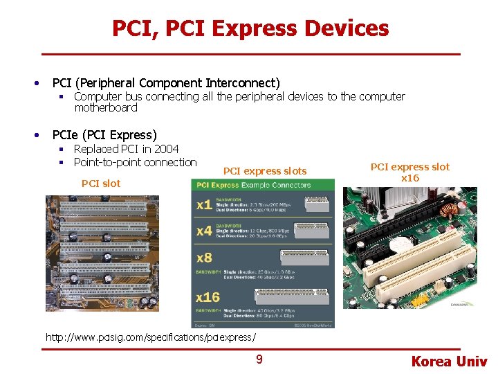 PCI, PCI Express Devices • PCI (Peripheral Component Interconnect) • PCIe (PCI Express) §