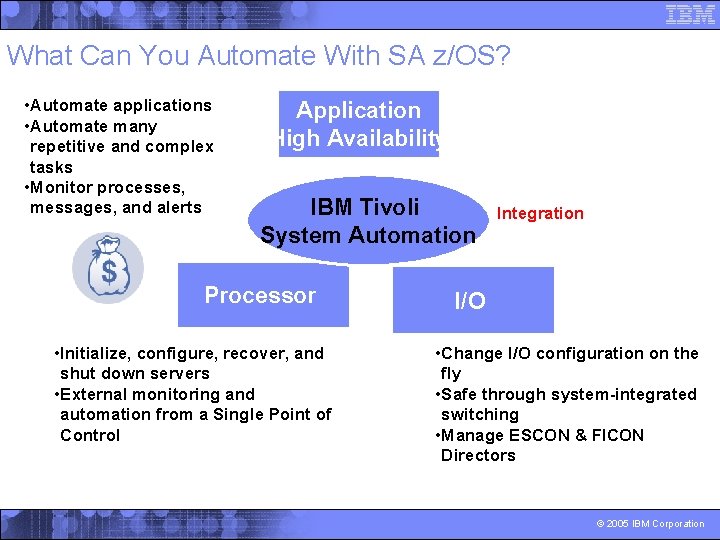 What Can You Automate With SA z/OS? • Automate applications • Automate many repetitive