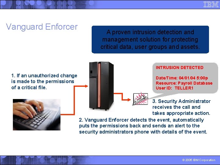 Vanguard Enforcer A proven intrusion detection and management solution for protecting critical data, user