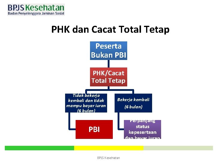 PHK dan Cacat Total Tetap Peserta Bukan PBI PHK/Cacat Total Tetap Tidak bekerja kembali