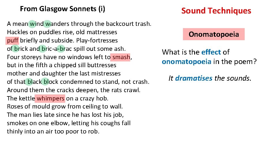 From Glasgow Sonnets (i) A mean wind wanders through the backcourt trash. Hackles on