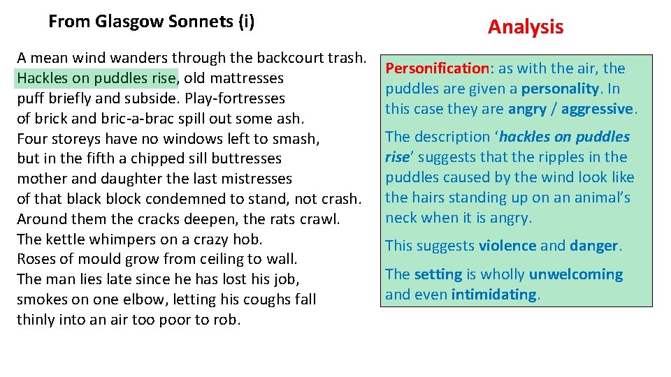 From Glasgow Sonnets (i) A mean wind wanders through the backcourt trash. Hackles on