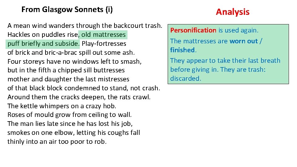 From Glasgow Sonnets (i) A mean wind wanders through the backcourt trash. Hackles on