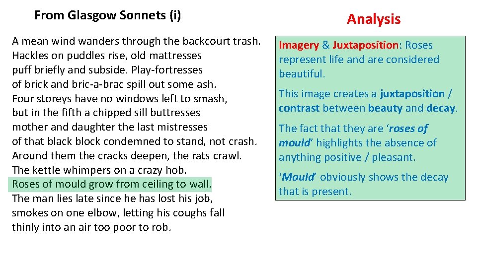 From Glasgow Sonnets (i) A mean wind wanders through the backcourt trash. Hackles on