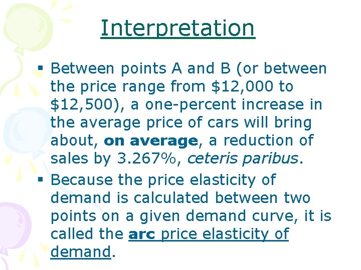 Interpretation § Between points A and B (or between the price range from $12,